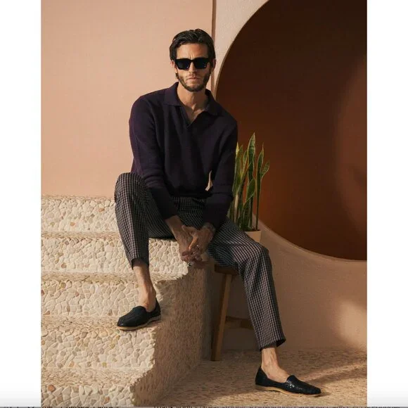 NEW Sweater Knit Polo (The Sebastian Long Sleeve Polo - Amethyst) - Picture 6 of 8